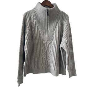 Sundance Gray 1/4 Zip Canle Knit Pullover Sweater Size PXL Cozy